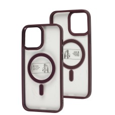 Чохол для iPhone 13 Pro Max Metal Bezel MagSafe бордовий