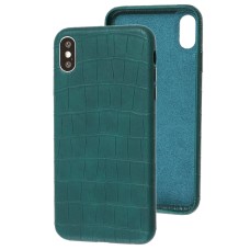 Чохол для iPhone Xs Max Leather croco full зелений