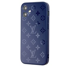 Чохол для iPhone 12 mini glass LV синій
