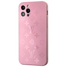 Чохол для iPhone 12 Pro glass LV рожевий