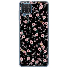 Чохол для Samsung Galaxy A12 / M12 MixCase квіти на чорному