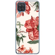Чохол для Samsung Galaxy A12 / M12 MixCase квіти червоні на білому