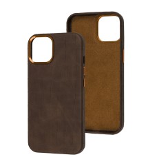 Чохол для iPhone 14 Leather croco full brown