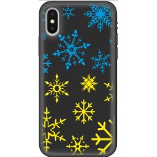 Чохол для iPhone X / Xs MixCase Новий рік синьо-жовті сніжинки