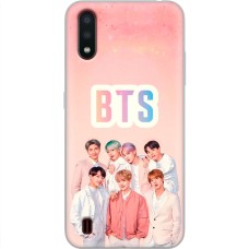 Чохол для Samsung Galaxy A01 (A015) MixCase BTS на рожевому