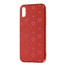 Чохол для iPhone X glass 3D червоний