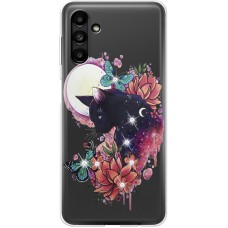 Чохол для Samsung Galaxy A14 MixCase стрази Cat in Flowers