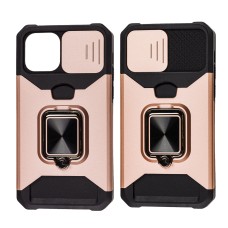 Чохол для iPhone 11 Pro Ring Card удароміцний рожево-золотистий