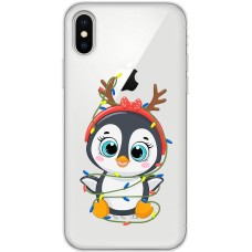 Чохол для iPhone X / Xs MixCase Новий рік пінгвін у гірлянді