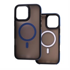 Чохол для iPhone 15 Pro Matte Strong Frame MagSafe black / blue