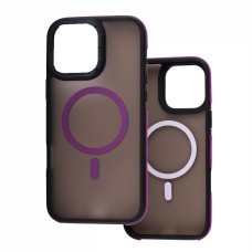 Чохол для iPhone 15 Pro Matte Strong Frame MagSafe black / purple