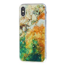 Чохол для iPhone X / Xs мармур жовто зелений з цукерки