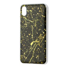 Чохол для iPhone Xr мармур чорний з цукерки