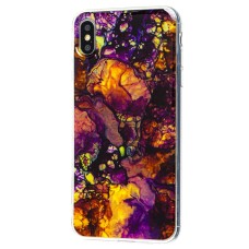 Чохол для iPhone Xs Max мармур фіолетово-жовтий