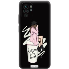 Чохол для Xiaomi Redmi Note 10 / 10s Mixcase чорний з мікрофіброю coffe love