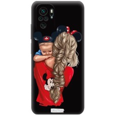 Чохол для Xiaomi Redmi Note 10 / 10s Mixcase чорний з мікрофіброю дівчина з дитиною