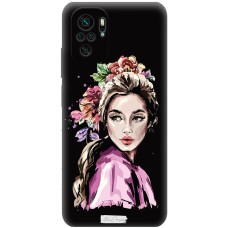 Чохол для Xiaomi Redmi Note 10 / 10s Mixcase з мікрофіброю чорний вінок з квітів