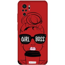 Чохол для Xiaomi Redmi Note 10 / 10s Mixcase червоний з мікрофіброю girl boss