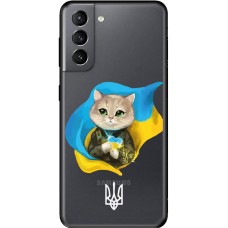 Чохол для Samsung Galaxy S21 (G991) MixCase патріотичні котик зелені очі
