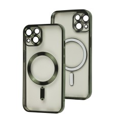 Чохол для iPhone 14 Fibra Chrome MagSafe green