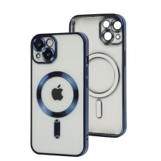 Чохол для iPhone 14 Fibra Chrome MagSafe blue