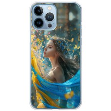 Чохол для iPhone 14 Pro Max MixCase патріотичні дівчина і метелики