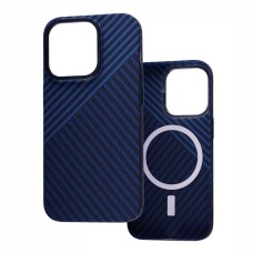 Чохол для iPhone 14 Pro Carbon MagSafe blue / black