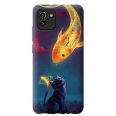 Чохол для Samsung Galaxy A03 (A035) Mixcase мультфільм мультфільм кіт з рибою