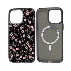 Чохол для iPhone 13 MixCase MagSafe квіти рожеві