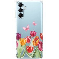 Чохол для Samsung Galaxy M14 (M146) Mixcase квіти тюльпани з двома метеликами