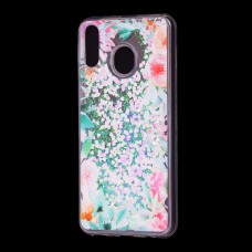 Чохол для Samsung Galaxy M20 (M205) Блиск вода світло-рожевий "квітучі куточки"