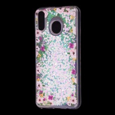 Чохол для Samsung Galaxy M20 (M205) Блиск вода світло-рожевий "квіти"
