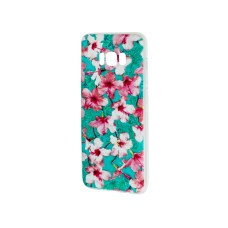 Чохол для Samsung Galaxy S8+ (G955) з принтом блакитний з червоними квітами