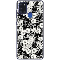 Чохол для iPhone 15 MixCase квіти чорно-білі