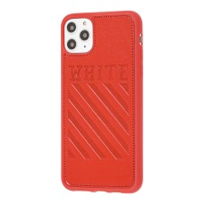 Чохол для iPhone 11 Pro off-white leather червоний