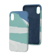 Чохол для iPhone X / Xs Aquarelle full бірюзово-білий