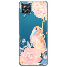 Чохол для Samsung Galaxy A12 / M12 MixCase стрази птах з квітами
