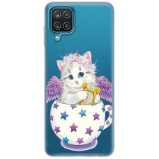 Чохол для Samsung Galaxy A12 / M12 MixCase стрази кошеня в чашці