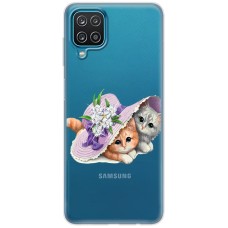 Чохол для Samsung Galaxy A12 / M12 MixCase стрази кошенята з капелюхом
