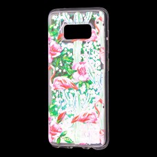 Чохол для Samsung Galaxy S8 (G950) Блискучі вода світло-рожевий "фламінго та кактуси"