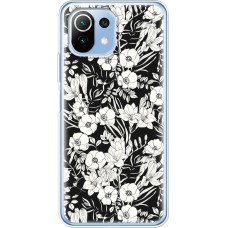 Чохол для Xiaomi Mi 11 Lite MixCase квіти чорно-білі