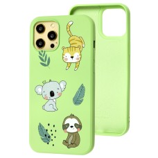 Чохол для iPhone 12 Pro Max Wave Fancy animals / mint gum