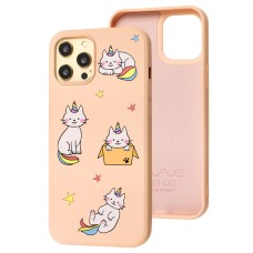 Чохол для iPhone 12 Pro Max Wave Fancy rainbow cat / pink sand