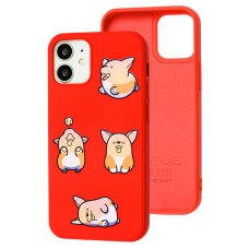 Чохол для iPhone 12 mini Wave Fancy playing corgi/red