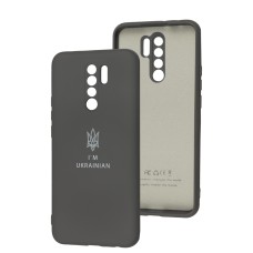 Чохол для Xiaomi Redmi 9 Silicone Full Тризуб сірий