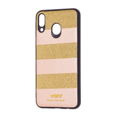 Чохол для Samsung Galaxy M20 (M205) woto з блискітками золотистий