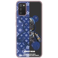 Чохол для Samsung Galaxy A02s (A025) MixCase робот лого на синьому