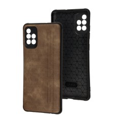Чохол для Samsung Galaxy A51 (A515) Leather Mustang Black темно-коричневий
