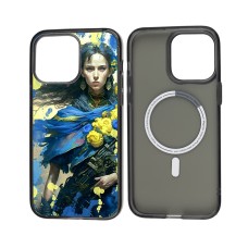 Чохол для iPhone 13 Pro Max MixCase MagSafe MagSafe патріотичний Українка зі зброєю