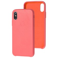 Чохол для iPhone X / Xs Leather classic "peony pink"